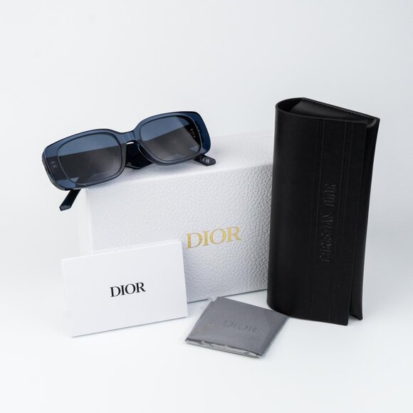 Dior WILDIOR S2U Women Sunglasses Translucent Blue Rectangle 30B0 NEW AUTHENTIC - Picture 9 of 14